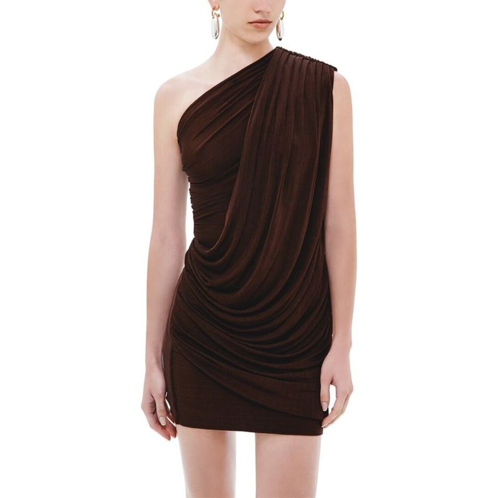 Misha Womens  The 'Erika' Rib Wool-Blend Mini Dress, Brown
